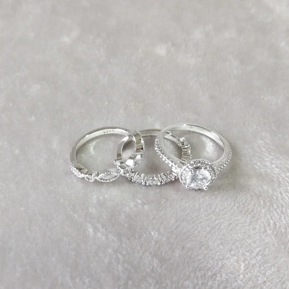 💎NEW💎3 PC S925 SIMULATED DIAMOND RING SET - Picture 7 of 10